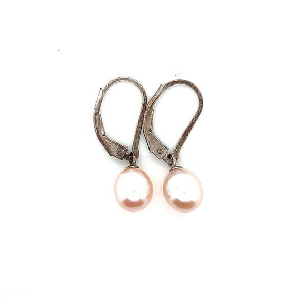 Silver 925 Dangle Pearl Earrings - Picture 1 of 5